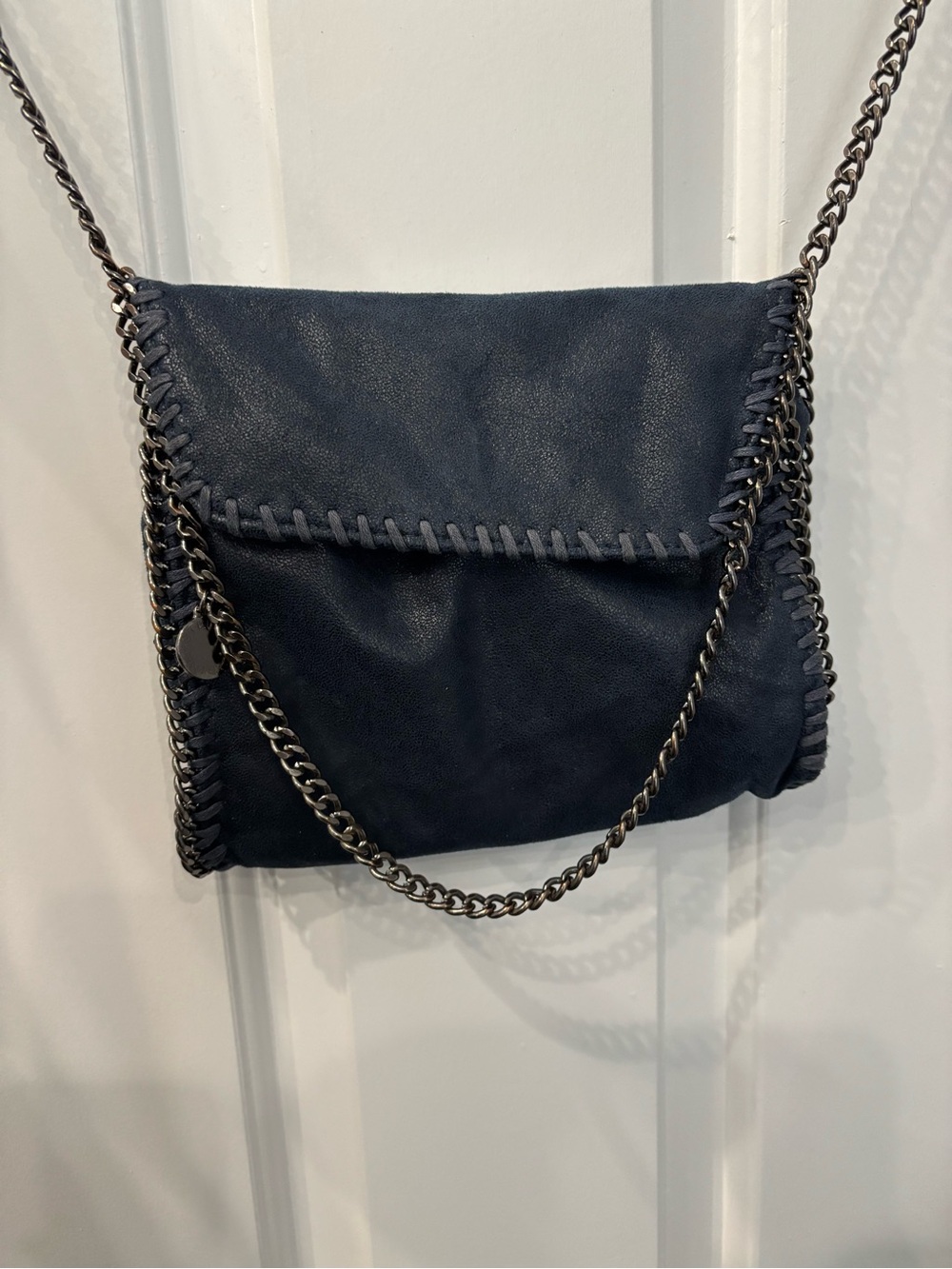 Stella McCartney Dark Navy Faux-Leather Chain Shoulder Bag